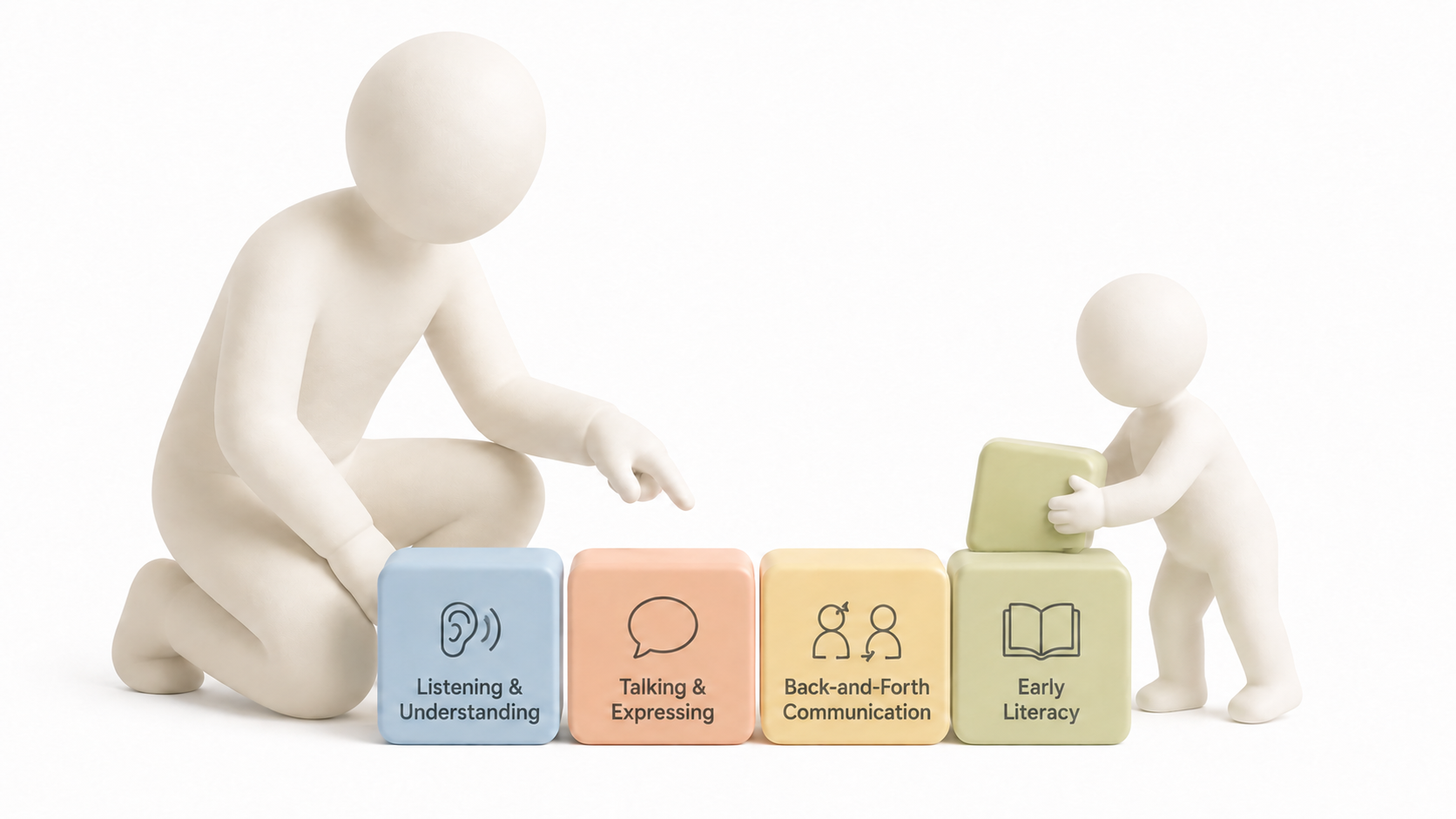 Claymorphic parent and child exploring language and communication