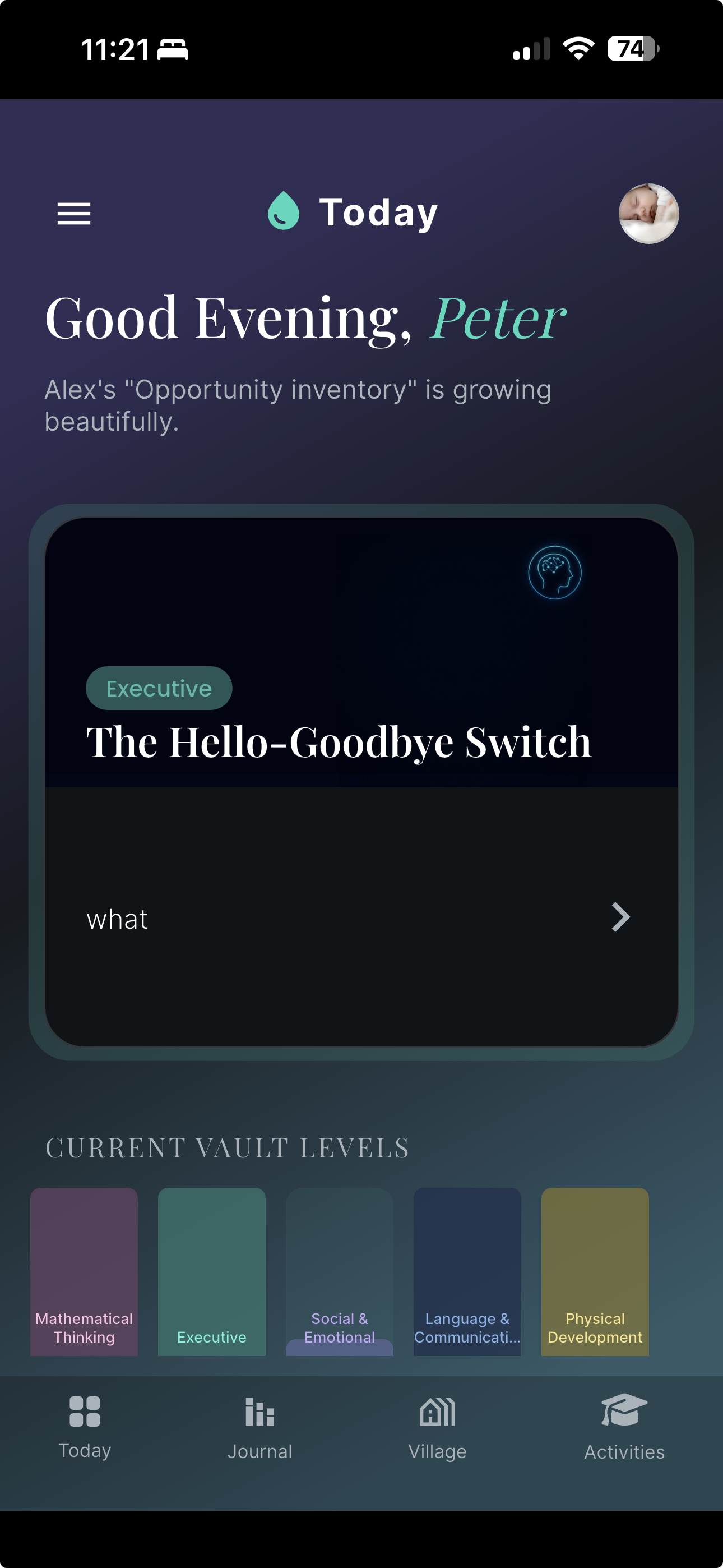 Blox Today screen showing the daily activity